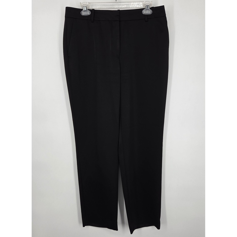 Lafayette 148 New York Straight Leg Clinton Pants Womens Size 10 Black Satin 29"